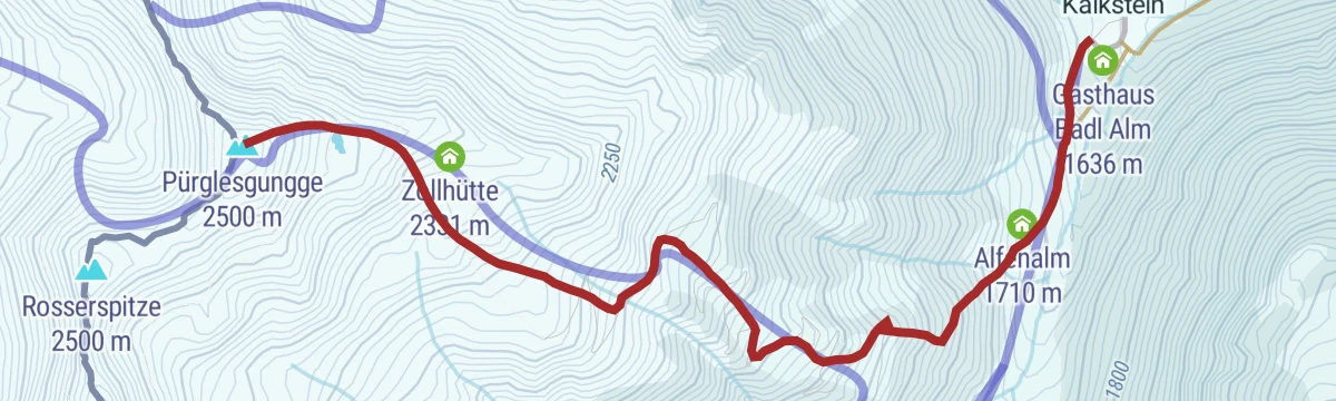 Route map: Skitour Pürglers Kunke 2.500m